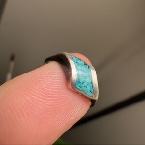 Antique Sterling Silver Turquoise Inlay Ring